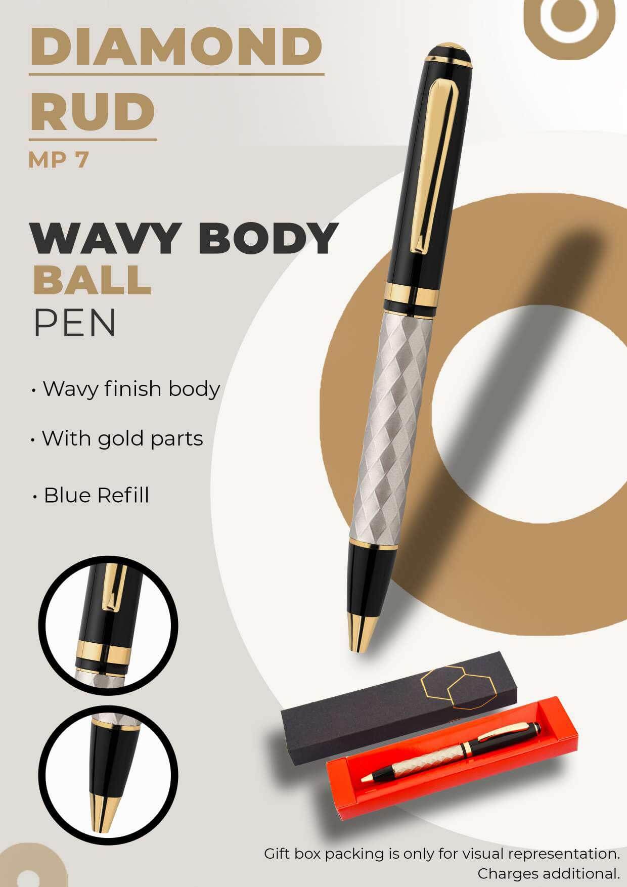 Wavy Body Ball Pen Diamond Rud Wavy Body Ball Pen Diamond Rud